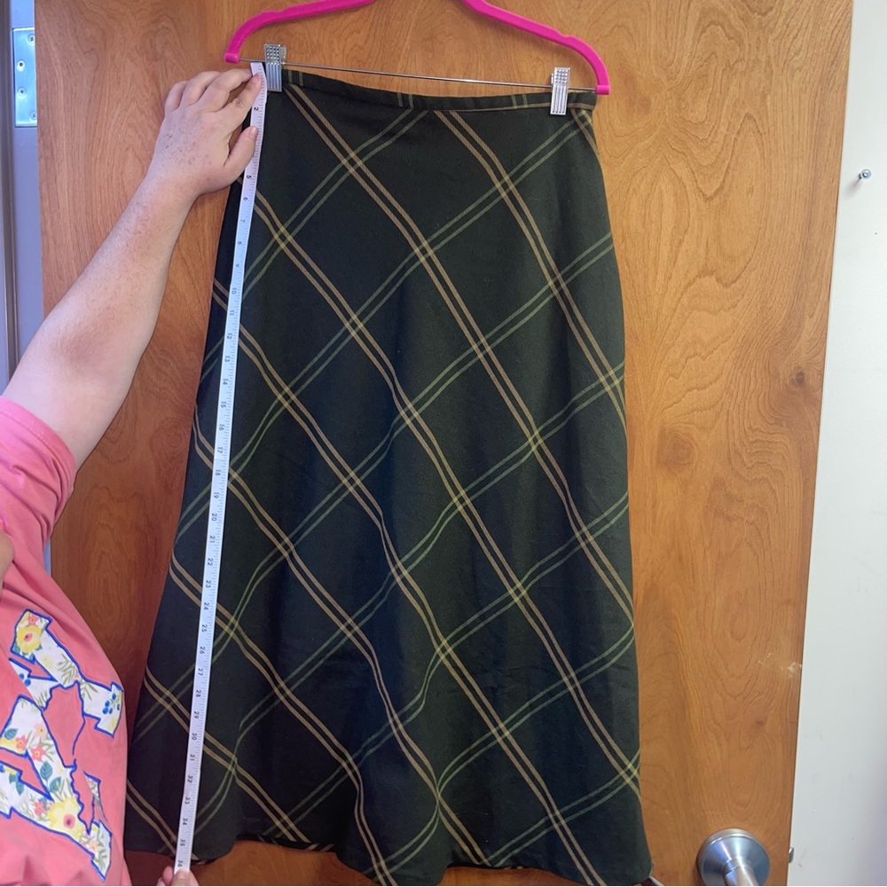 Jaclyn Smith Plaid Skirt Green Neutral Color Size 12/14 Lined Fall Winter Career - Picture 4 of 8